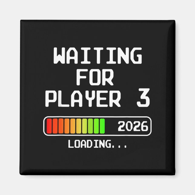 Imán Anuncio de Embarazo 2026 Esperando al Jugador 3 D (Frente)