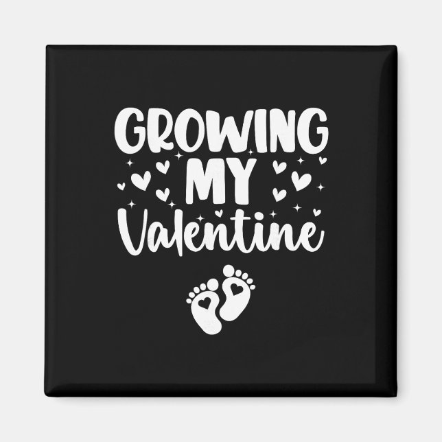 Imán Anuncio de embarazo adorable de mi valentín en cre (Frente)