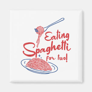 Imán Anuncio de embarazo Mamá italiana comiendo espague