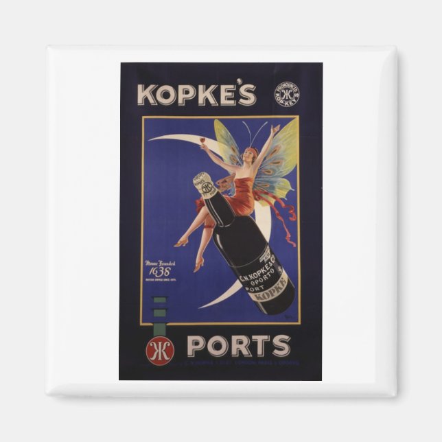 Imán Anuncio de época de puertos de Kopke (Frente)