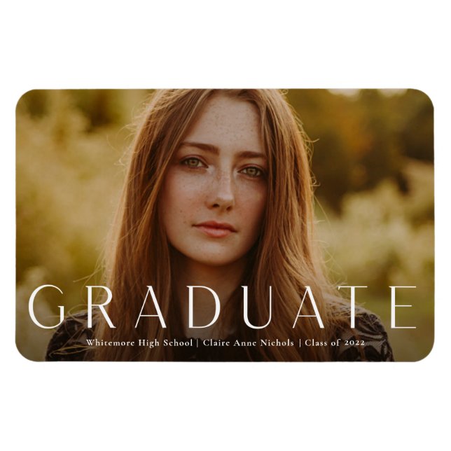 Imán Anuncio de graduación con foto horizontal moderna (Horizontal)
