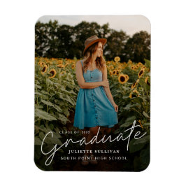 Imán Anuncio de graduación con foto simple y escritura 