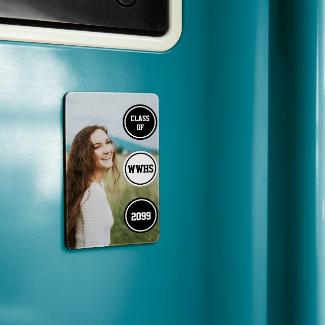 Imán Anuncio de graduación de foto con círculos negros (Subido por el creador)