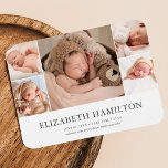 Imán Anuncio de nacimiento de bebé foto elegante<br><div class="desc">El elegante anuncio de nacimiento muestra 5 fotos.</div>