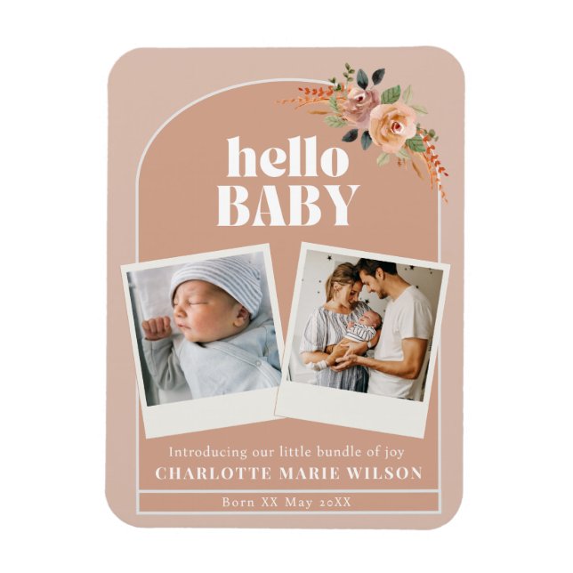 Imán Anuncio de nacimiento de bebé Hello (Vertical)