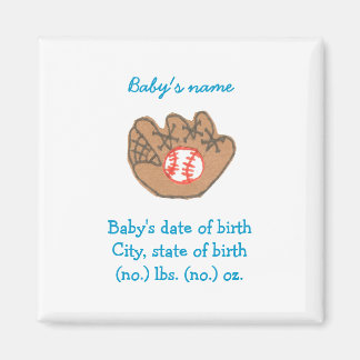 Imán Anuncio de nacimiento de béisbol / recuerdo