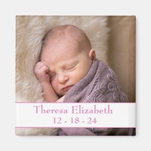Imán Anuncio de nacimiento de Chica de fotografía
