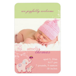 Imán Anuncio de nacimiento de Elephant LOVE Baby Photo