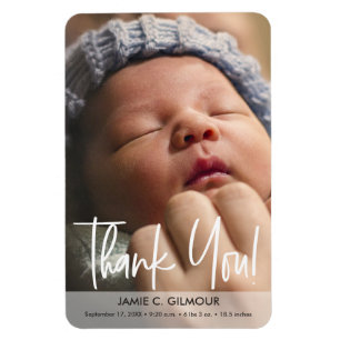 Imán Anuncio de nacimiento de foto bebé con guión moder