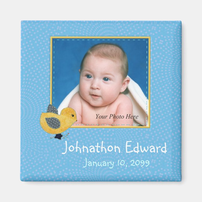 Imán Anuncio de nacimiento de foto chica pequeña (Frente)