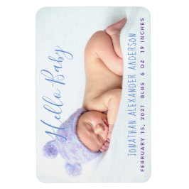 Imán Anuncio de nacimiento de foto de bebé moderno