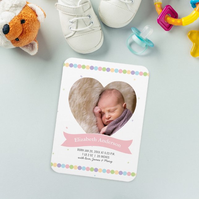 Imán Anuncio de nacimiento de la foto de una niña bebé  (Subido por el creador)