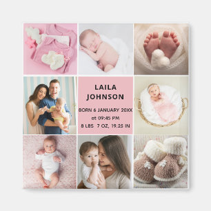 Imán Anuncio de nacimiento de niña personalizable 8 fot