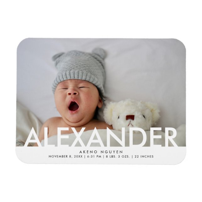 Imán Anuncio de nacimiento del niño de la foto (Horizontal)