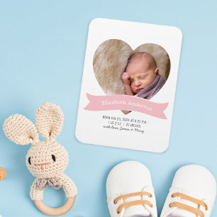 Imán Anuncio de nacimiento Minimalista de foto de niña 