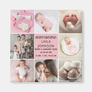 Imán Anuncio de nacimiento personalizado 8 fotos Navida