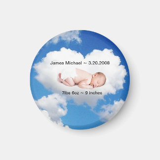 Imán Anuncio de nacimiento personalizado corazón nube i
