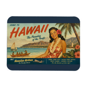 Imán Anuncio de viaje hawaiano de estilo vintage