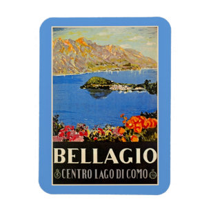 Imán Anuncio de viaje italiano Bellagio de los años 20