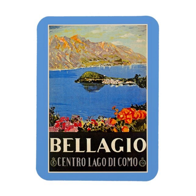Imán Anuncio de viaje italiano Bellagio de los años 20 (Vertical)