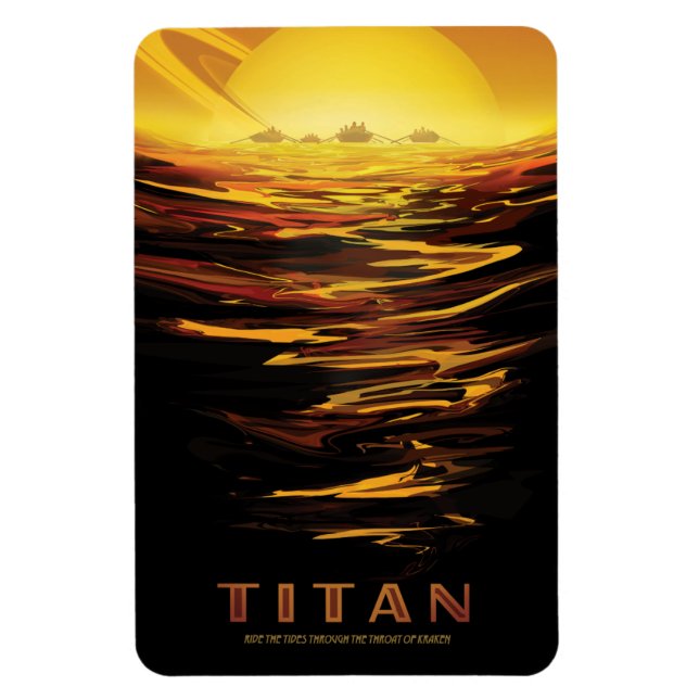 Imán Anuncio de viajes de Ciencia Ficción, Moon Titan (Vertical)