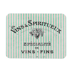 Imán Anuncio de vino francés antiguo sobre rayas