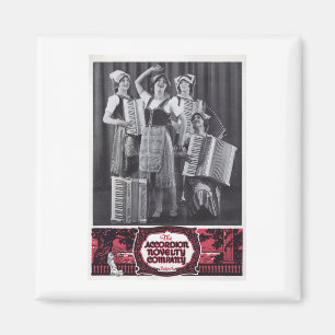Imán Anuncio del vintage de los chicas del acordeón