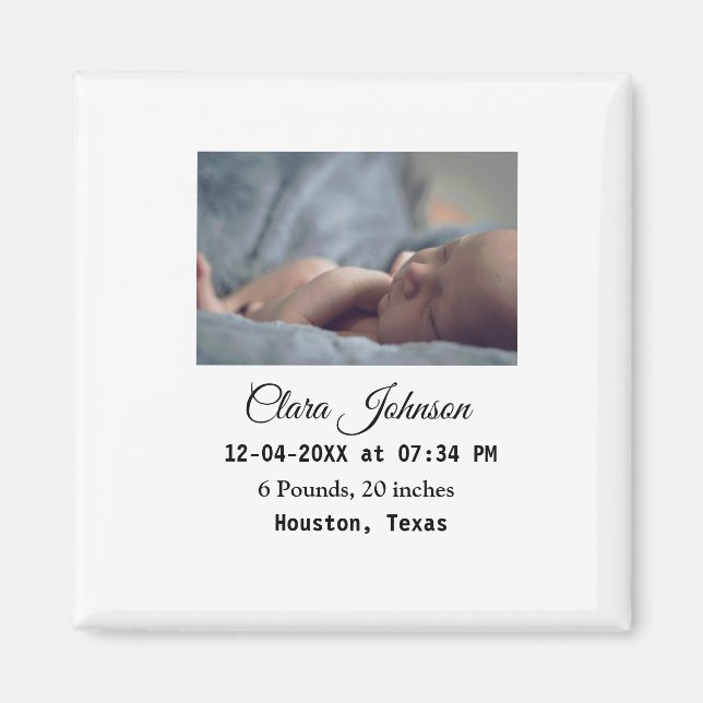 Imán Anuncios de nacimiento agregar datos de fecha de f (Frente)