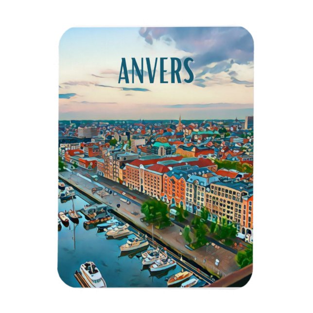 Imán Anvers Belgique Photo Vintage (Vertical)