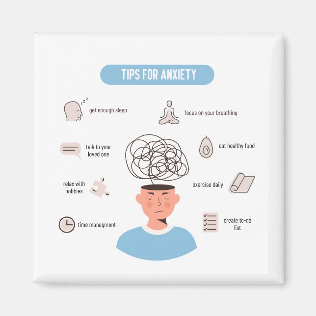 Imán Anxiety Tips Minimal Mental Health Art (Frente)