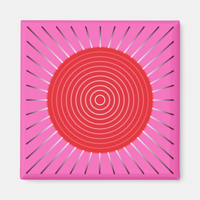 Imán Aparición geométrica moderna - Fuchsia y rojo (Frente)