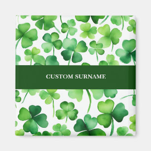 Imán Apellido irlandés Shamrock acuarela
