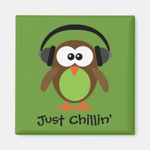 Imán Apenas búho de Chillin con los auriculares