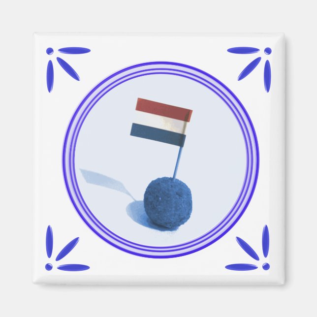 Imán Aperitivos de Holland Bitterbal Delft Blue Style (Frente)