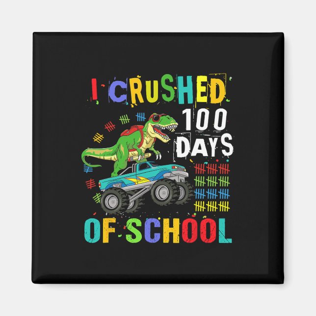 Imán Aplasté 100 días de dinosaurio monstruo camión esc (Frente)