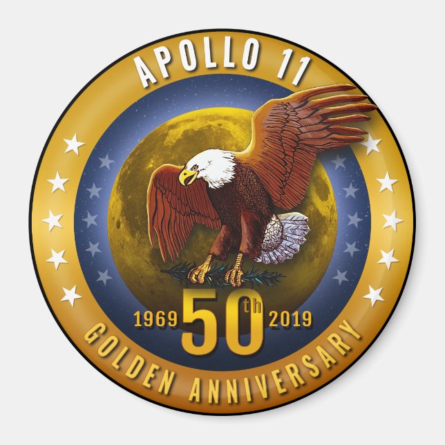 Imán Apolo 11 50º Aniversario Águila de Oro y Luna - (Frente)