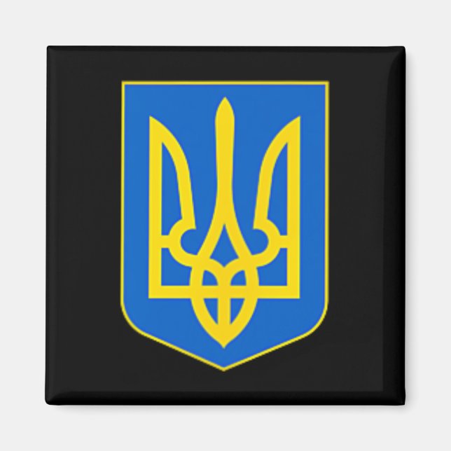 Imán Apoya a Ucrania Bandera de Ucrania - Tridente del  (Frente)