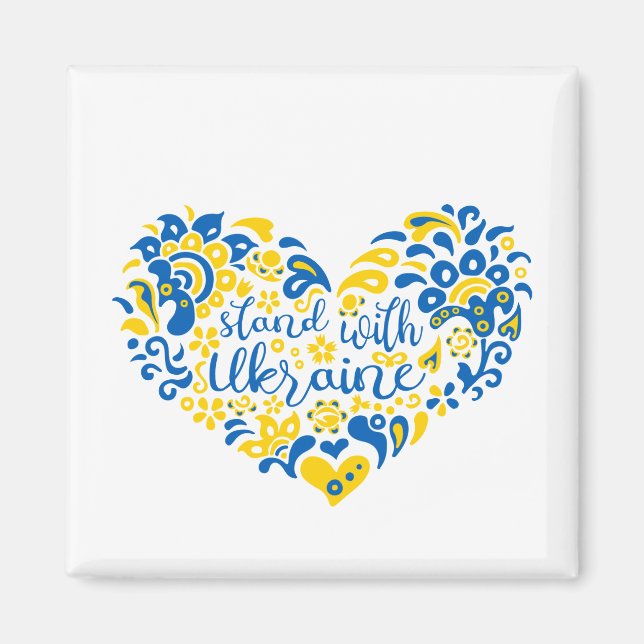 Imán Apoyar a Ucrania con letras y corazón (Frente)