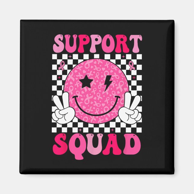 Imán Apoyar la sonrisa de cinta rosada Squad Face Mama  (Frente)