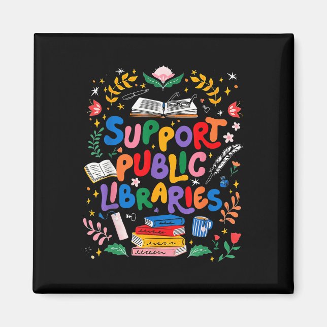 Imán Apoyar las bibliotecas públicas Bookworm Leer libr (Frente)