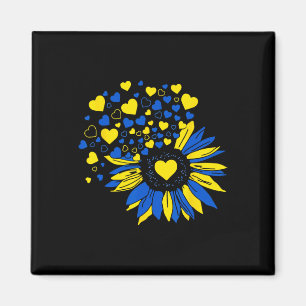 Imán Apoyar Ucrania Girasol Bandera Ucraniana Corazón H