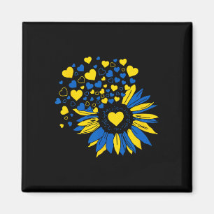 Imán Apoyar Ucrania Girasol Bandera Ucraniana Corazón H
