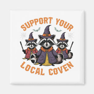 Imán Apoye a su cueva local Spooky Raccoon Halloween