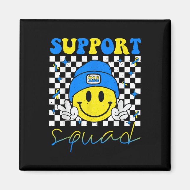 Imán Apoyo a Squad Down Sdrome Awareness Day Groovy (Frente)