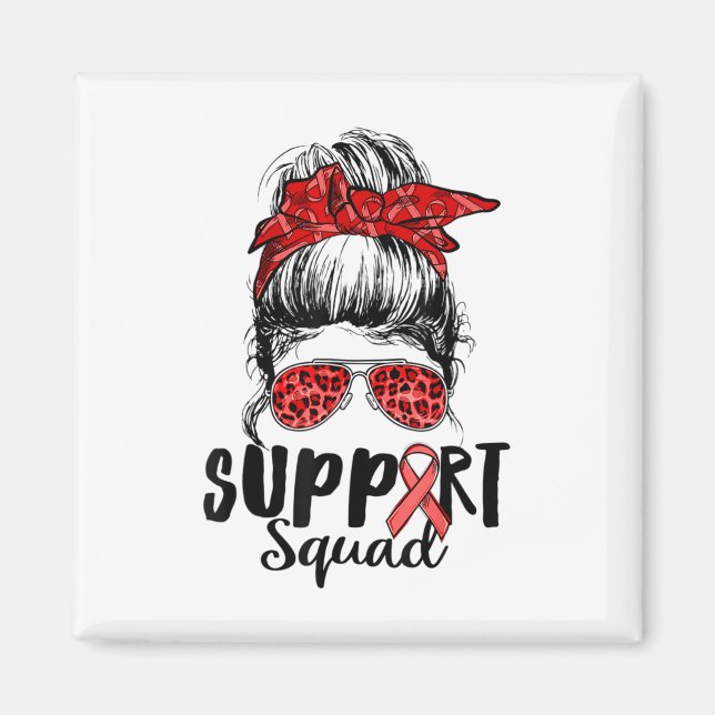 Imán Apoyo a Squad Messy Bun Warrior Heart Disease Awar (Frente)