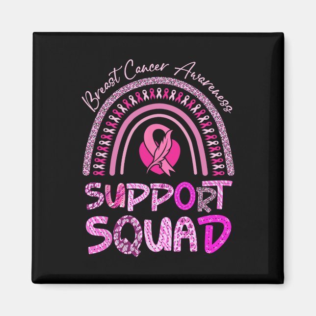 Imán Apoyo Cáncer de Mama De Leopardo Arcoiris Rosa Squ (Frente)