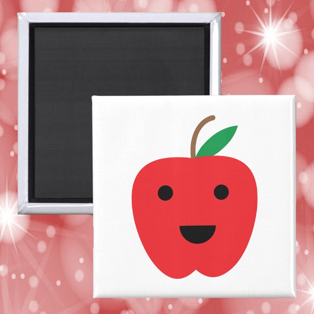 Imán Apple Kawaii Red Cute (A cute magnet with a kawaii red apple)