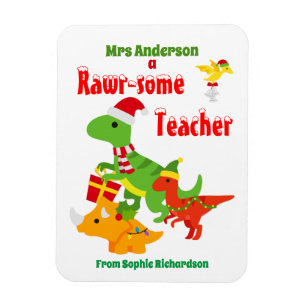 Imán Apreciación de los maestros navidades Niños Dinosa