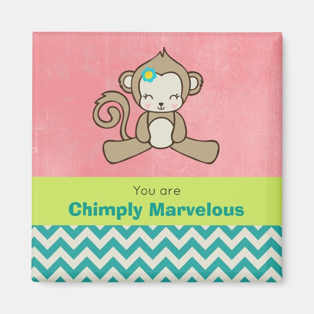 Imán Apreciación de Monkey Pun Diversión de Kawaii (Frente)