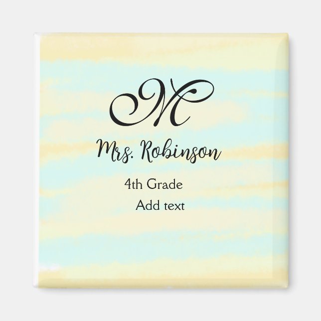 Imán apreciación del profesor de acuarcolía azul amaril (Frente)